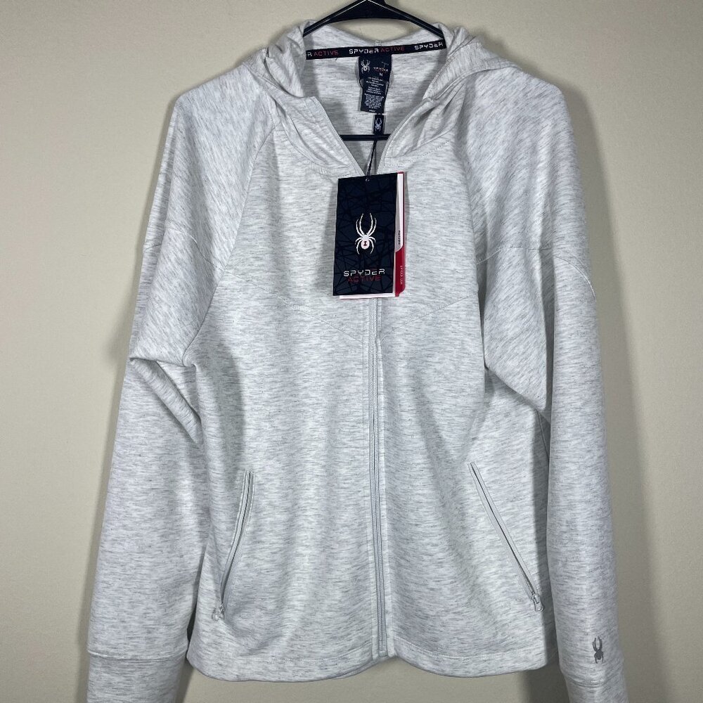 NWT! Spyder Active Women's Hooded Lightweight Jacket Gray White M Outdoor